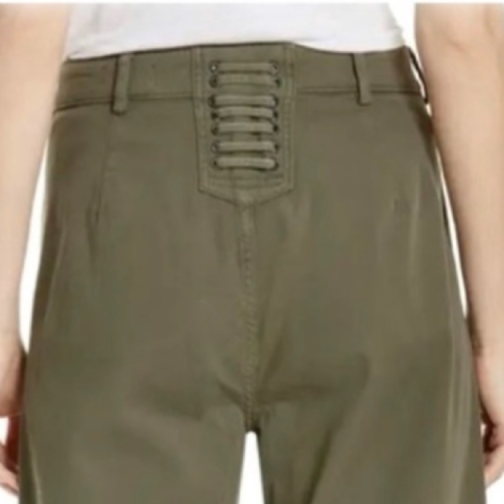 A.L.C. FINLEY WIDE LEG LACE UP BACK PALAZZO PANT OLIVE GREEN CROPPED PAN… - Picture 8 of 16